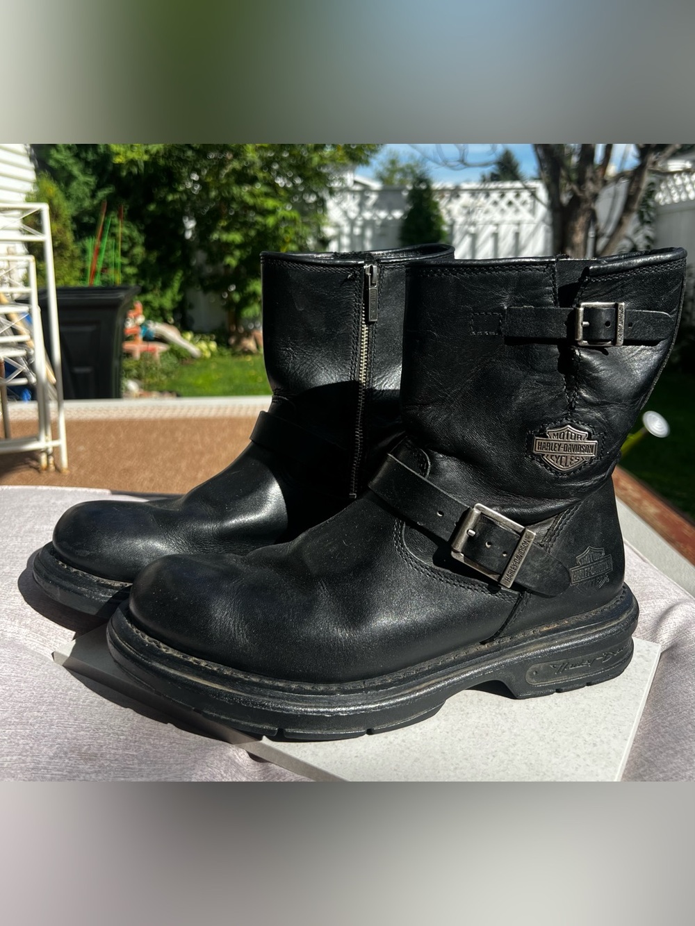 Harley-Davidson Black Leather Boots with Buckles